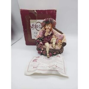 FayZah Spanos Kisses Figurine 1997 Victorian Girl Blowing Kiss with Box COA